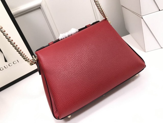 Gucci高仿專櫃女包 510302 古馳女士粉色牛皮郵差風琴包 Gucci迷你斜挎小方包 Gucci全牛皮手提包  gqy3707